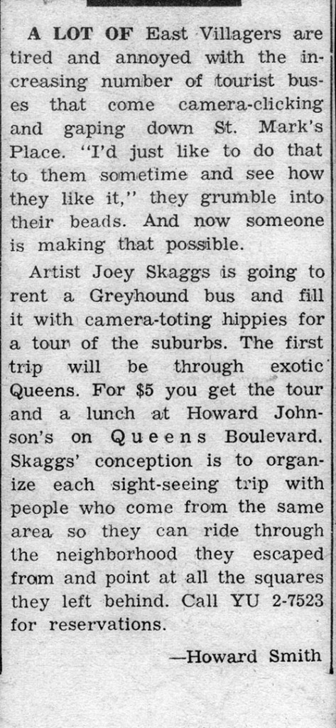 Bus Tour Announcement, by Howard Smith, Village Voice, September 1968