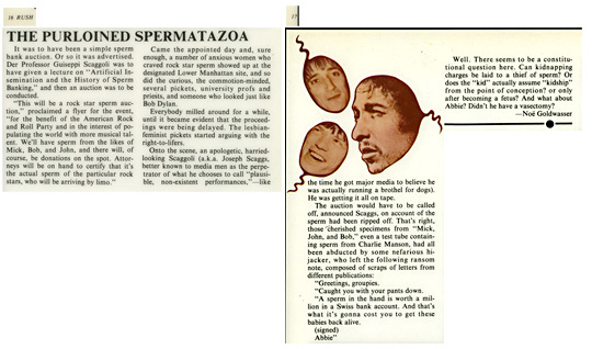 Purloined Spermatazoa, Rush Magazine, November, 1976, 1976