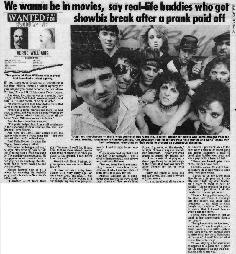 We wanna be in movies, say real life baddies..., Star, August 7, 1984