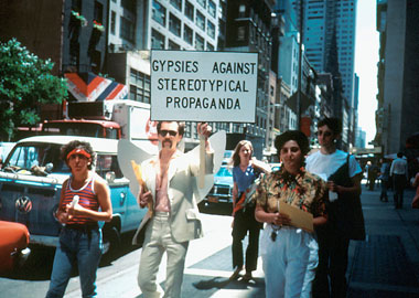 Joey Skaggs' Gypsies Against Stereotypical Propaganda protest