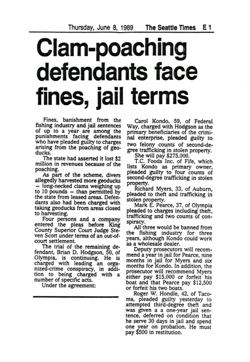 Clam-poaching defendants face fines, jail terms, June 8, 1989