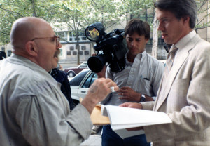 Verne Williams speaks interviewd by Ben Farnsworth, WNBC, during the Save the Geoduck hoax, 1987