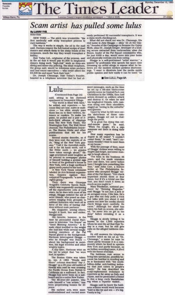 Scam artist has pulled some lulus, The Times Leader, December 10, 1990