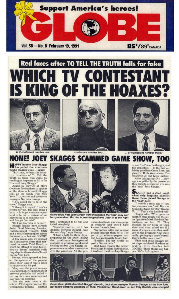 Which TV Contestant is King of the Hoaxes? Globe, February 19, 1991