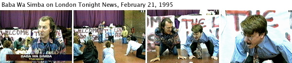 Joey Skaggs as Baba Wa Simba on London Tonight News, February 21, 1995