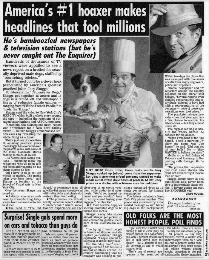 Americas #1 Hoaxer Makes Headlines That Fool Millions..., National Enquirer, October 25, 1994