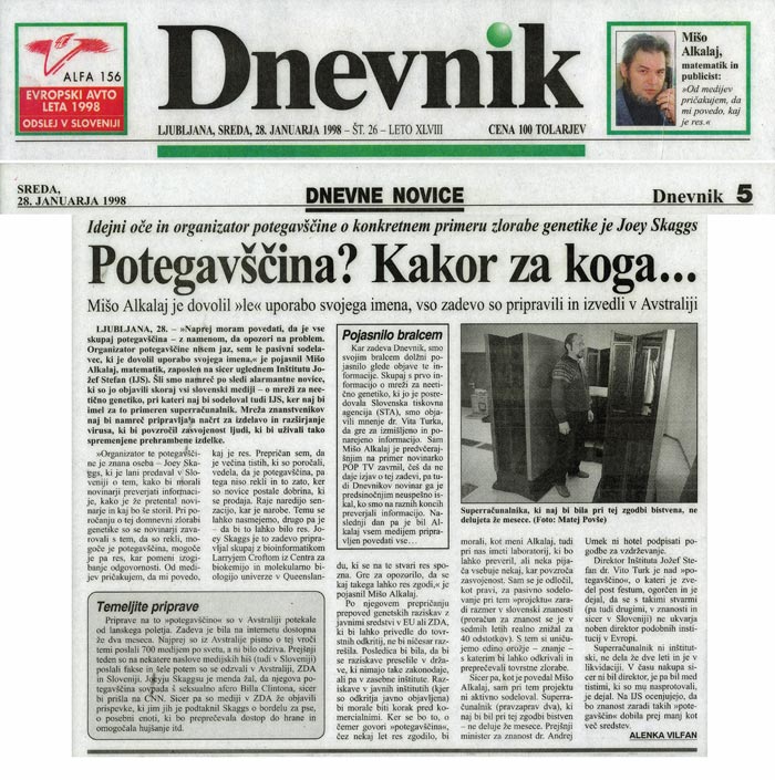 Potegavščina? Kakor za koga..., Dnevnik (Slovene), January 28, 1998