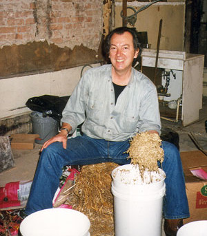 Joey Skaggs makes "elephant dung" for his Doody Rudy event