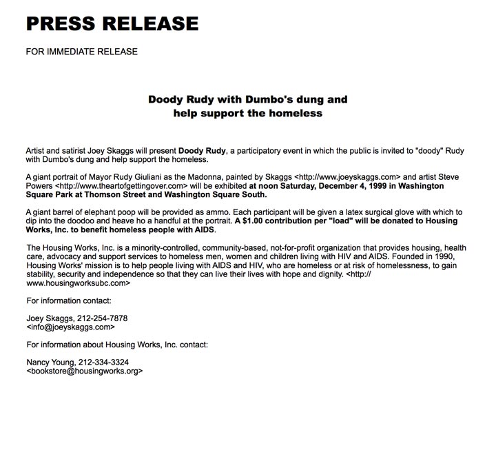 Doody Rudy Press Release, November 15, 1999