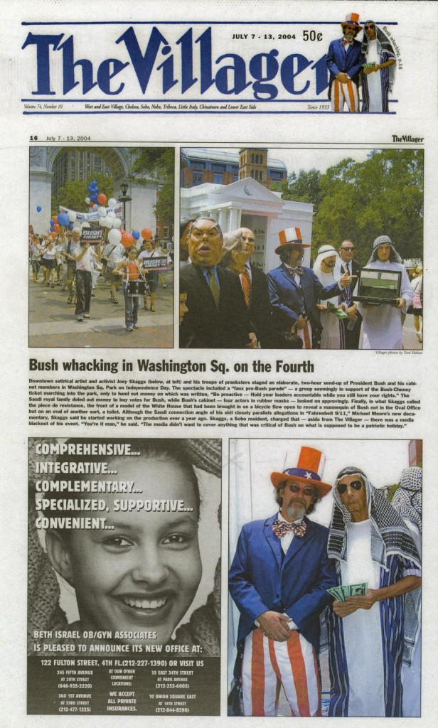 Bush wacking in Washington Sq. on the Fourth, The Villager, July 7, 2004