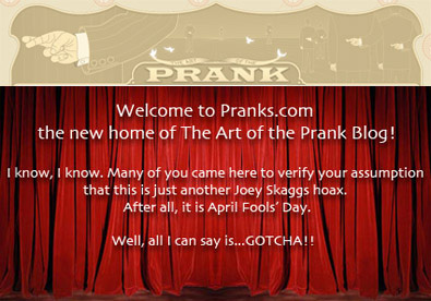 Art of the Prank blog welcome curtain