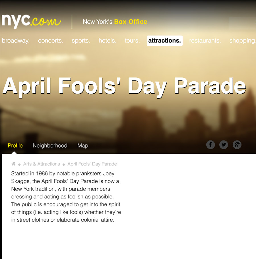 April Fools' Day Parade, NYC.com, April 1, 2017